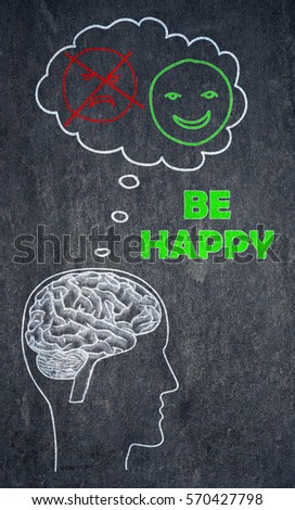 Happy thoughts concept on a slate background