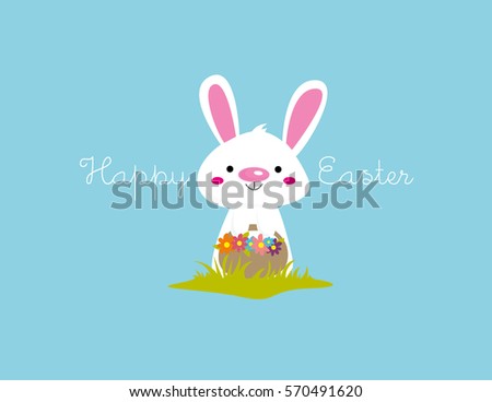 Vector illustration of Easter bunny with flower basket