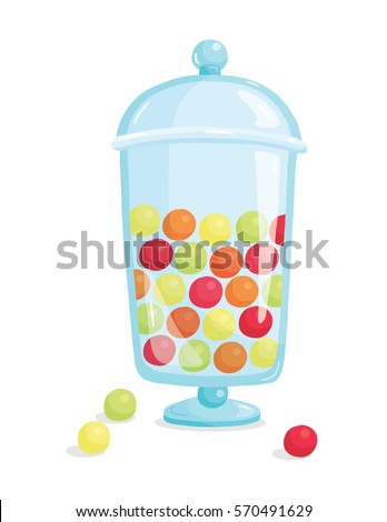 Vector illustration of gumballs in vintage candy jar