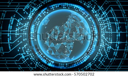 Future Technology Cyber Concept Background. Europe. Vector Illustration