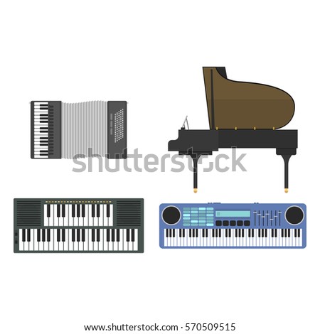 Keyboard musical instruments vector illustration.