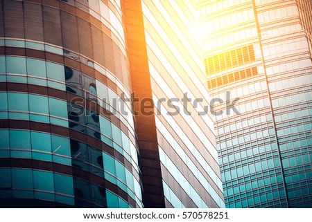Modern architecture with sun ray from right corner