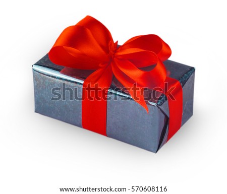 gift box with red bow isolated on white background