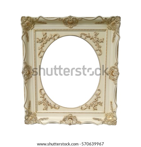 Gold Empty Wall, picture frame - isolated on white.