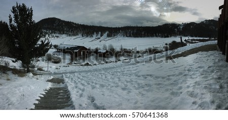 Snowy valley panoramic fantasy scape