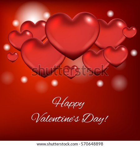 Valentine's day abstract background with red hearts