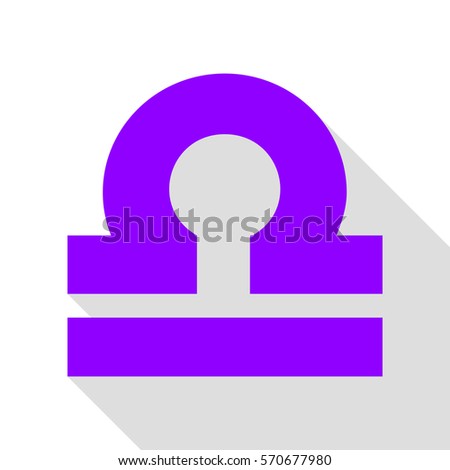 Libra sign illustration. Violet icon with flat style shadow path.