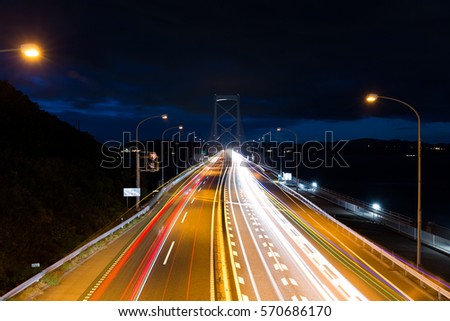 Highway with traffic at night