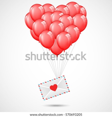 Valentine's day background with balloons. Vector illustration