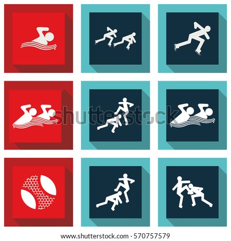 Set of sports figures athletes. Sports icons.