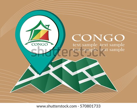 map with pointer flag Congo vector illustration eps 10.