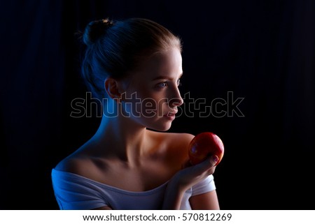 picture of lovely woman with fruit