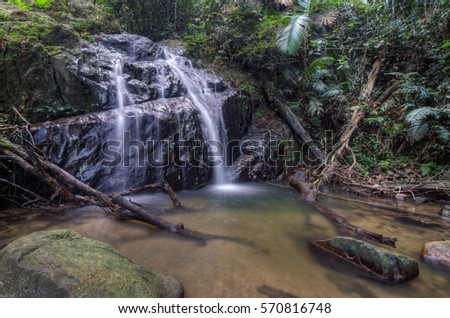 Landscape photo, Gunung Pulai 2 Waterfall, beautiful waterfall in rainforest at Pekan Nanas Pontian Johor Malysia
