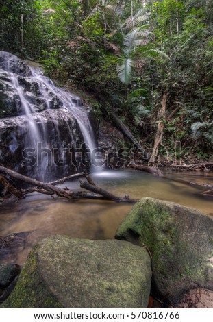 Landscape photo, Gunung Pulai 2 Waterfall, beautiful waterfall in rainforest at Pekan Nanas Pontian Johor Malysia