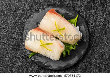 Sushi of the yellowtail japanese food
