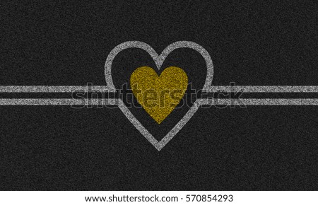 asphalt background with painted heart 