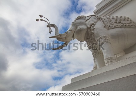 The Elephant Statue with the sky in the temple.