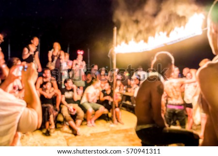 Tourism Hang over at full moon party, Phangan Thailand.
People Gathering around the fire, breaker activities game ,  team building 