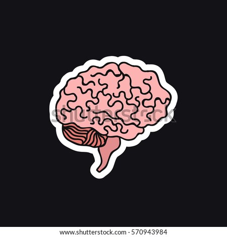 doodle icon. human brain. vector illustration