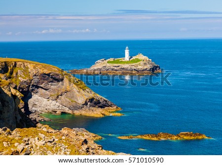Godrevy Island from The Knavocks headland Cornwall England UK Europe