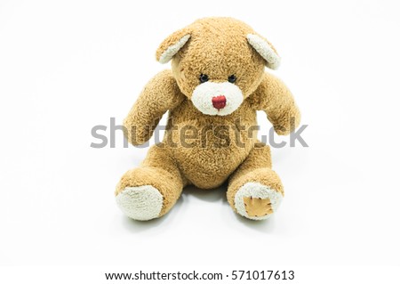 Brown Teddy Bear toy sitting on White background