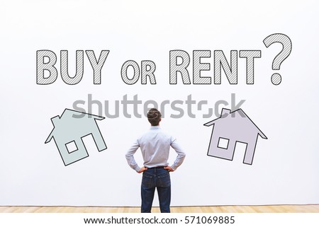 buy or rent concept, real estate question,  businessman making decision
