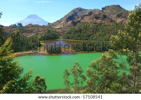 green lagoon on hilltop