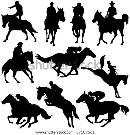 Vector silhouettes of horse racing.