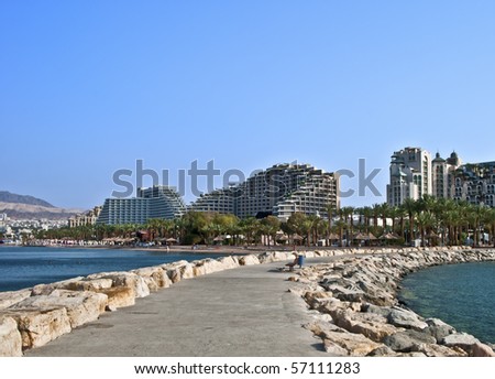 View on the main resort buildings in Eilat