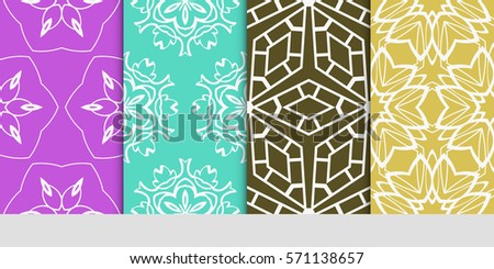 set of flower, GEOMETRIC seamless pattern. Arabesque. vector illustration. for design, invitation wedding, valentine's, background, wallpaper, interior