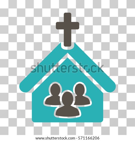 Church icon. Vector illustration style is flat iconic bicolor symbol, grey and cyan colors, transparent background. Designed for web and software interfaces.