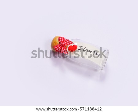 word "I Love You"  in the Bottle and white background, love season