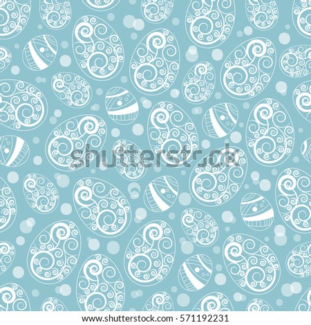 Easter egg background.Seamless blue easter pattern with eggs. Vector illustration.