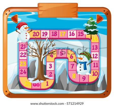 Game template with snowman in background illustration