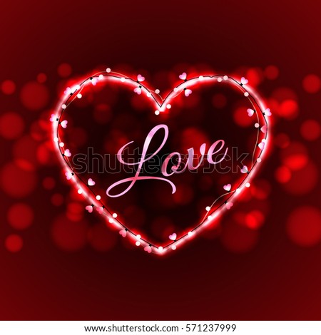 valentine loe card light wire illustration vector Royalty-Free Stock Photo #571237999