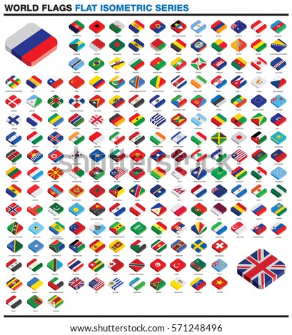 Whole worlds flags drawn as vectors in an flat modern style