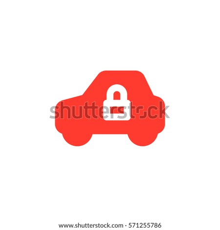 Vehicle and lock simple  icon vector, filled flat sign, solid colorful pictogram isolated on white. Car security symbol, logo illustration
