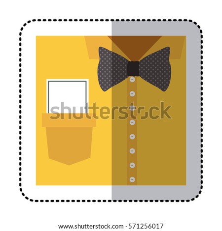sticker close up formal shirt with bow tie and note