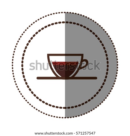 color sticker in circular frame with coffee cup