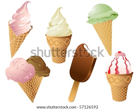 Ice cream. Collection of vector  illustration