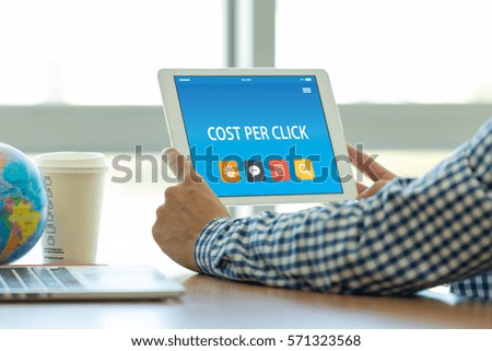 COST PER CLICK CONCEPT ON TABLET PC SCREEN