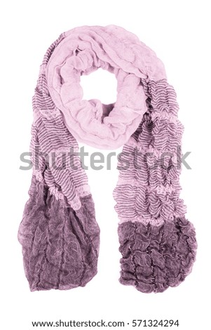 Pink wool scarf isolated on white background. Female accessory.