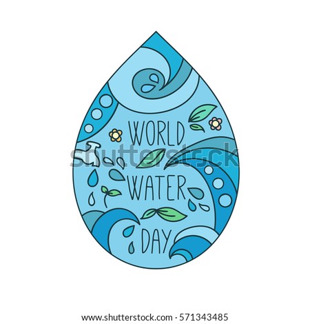 World water day illustration. water drops. Mother earth design.