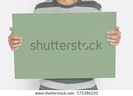 Man Holding Banner Placard Copy Space Blank
