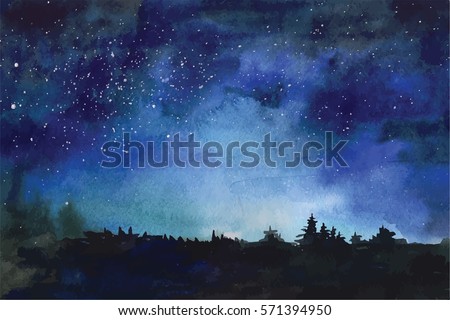 Watercolor vector background Space, stars, constellation, nebula