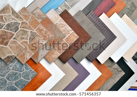 Various decorative tiles samples. Royalty-Free Stock Photo #571456357