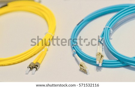 Fiber Optics connectors symbolic photo for fast internet connection ,Internet Service Provider equipment.broadband connection is available everywhere.