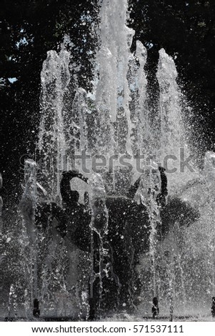 Fountain. Black and white photo. Taken in Moscow city.