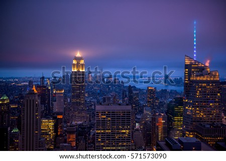 New York City skyline at Night, Manhattan, USA