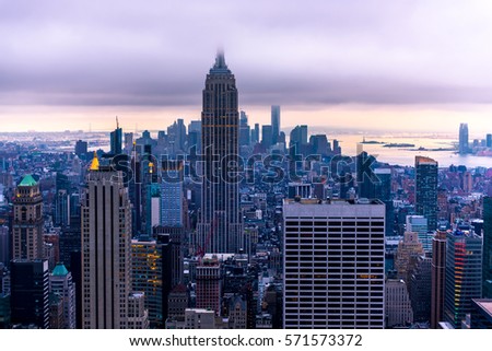 New York City skyline at Night, Manhattan, USA